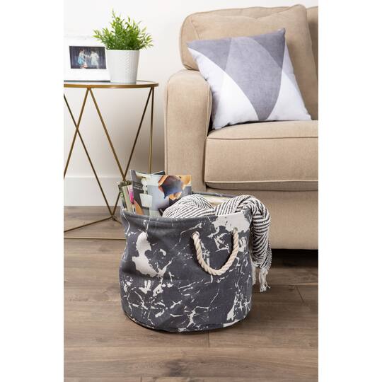 DII® Round Marble Black Polyester Bin